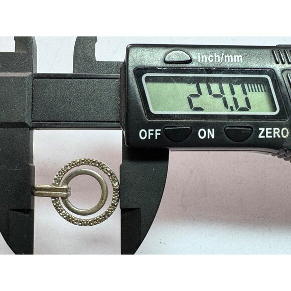 Estate Sterling Silver 925 Double Circle Textured Pendant, 24mm, 2.7g, No Chain - Picture 7 of 8